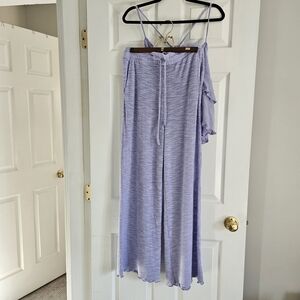 Elegant Lavender Pajama Set with Ruffle Accents